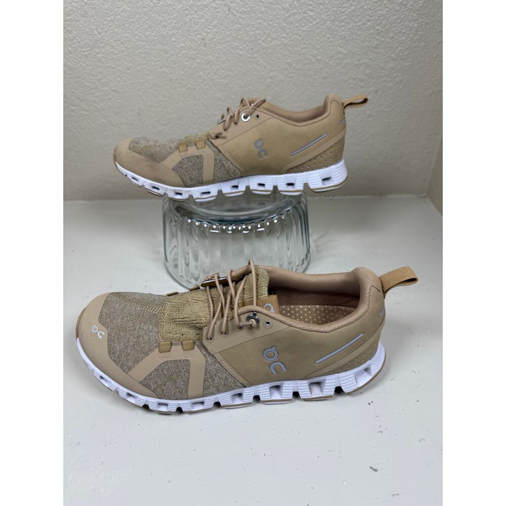 On Running Beige and White Cloud Athletic Shoes
